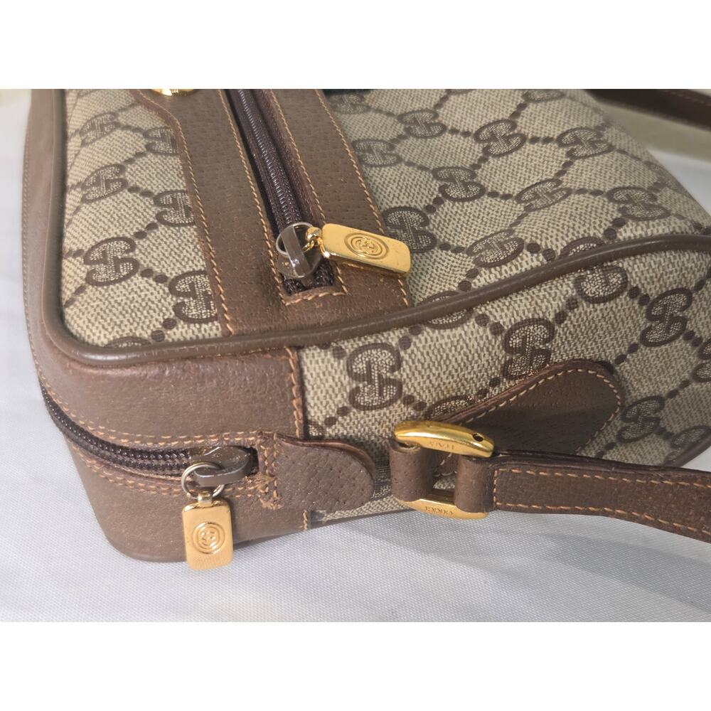Gucci GG Supreme Web Stripe Crossbody Bag Beige Brown Italy Ophidia Vintage - Picture 6 of 15